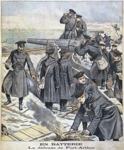 Batterie, Verteidigung von Port Arthur, Illustration aus Le Petit Journal: Supplement Illustre, 27. März 1904 von French School