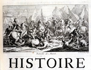 Schlacht von Muret am 12. September 1213 - in „Allgemeine Geschichte von Languedoc“ von Joseph Vaissete, Paris