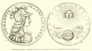 Nationalbibliothek, Medaille von Ludwig XIV., in Silber und Bronze (Stich) von French School