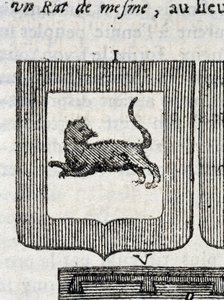 Wappen des italienischen Infanterieregiments in „Die wahre und vollkommene Wissenschaft der Waffen oder das Wappenindex“ von Pierre Palliot von French School