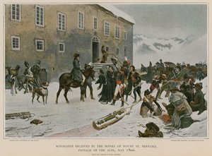 Bonaparte wird von den Mönchen des Mont St. Bernard empfangen