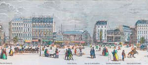 Boulevard des Italiens Südseite und Boulevard des Capucines Südseite - Rue de Choiseul - Bains Chinois - Rue de la Michodière - Pavillon de Hanover - Rue Louis-le-Grand - Gravur in „Tableau-de-Paris“ von Edmond Texier 1852