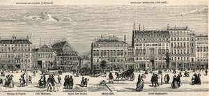 Boulevard des Italiens und Boulevard Montmartre - Café Mulhouse - Cercle Montmartre - Jockey Club - Gravur in „Tableau-de-Paris“ von Edmond Texier 1852