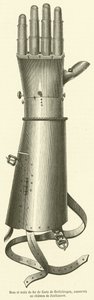 Eisenarm und -hand von Goetz von Berlichingen, aufbewahrt im Schloss Jaxthausen (Gravur) von French School