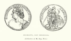 Bronzemedaille des italienischen Renaissance-Architekten Donato Bramante von Caradosso, um 1506 von French School