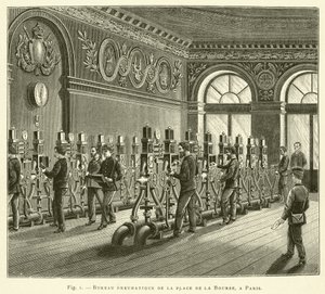 Pneumatisches Büro am Place de la Bourse, in Paris von French School