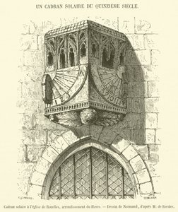 Sonnenuhr an der Kirche von Rouelles, Bezirk Le Havre (Stich) von French School