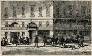Café de la Régence am Place du Palais-Royal in Paris im 19. Jahrhundert - Gravur in „Tableau-de-Paris“ von Edmond Texier 1852