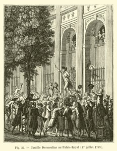Camille Desmoulins im Palais-Royal, 17. Juli 1789 von French School