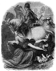 Kamisardenkrieg von 1702-1705, der die Protestanten der Cevennen gegen die königliche katholische Regierung stellt. Massaker an Protestanten in den Cevennen. von French School