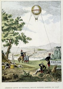Gefangener Aerostat von Jean Marie Joseph Coutelle (1748-1835), vor der belagerten Mainz