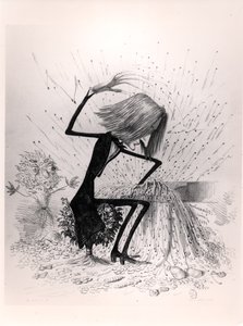Karikatur, die Franz Liszt (1811-86) beim Klavierspielen darstellt, 1845