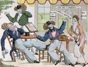 Karikatur des Cafe des Varietes, frühes 19. Jahrhundert von French School