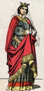 Karolingische Dynastie: Porträt von Adelheid von Friaul (oder Aelis, ca. 850-901), Königin der Franken, Ehefrau von Ludwig II. der Stammler (846-879). Epinal-Bild Ende des 19. Jahrhunderts. Private Sammlung.