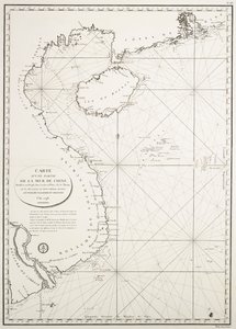 Karte eines Teils des Chinesischen Meeres, erstellt im Depot des Karten- und Planarchivs der Marine, basierend auf den Beobachtungen von Vizeadmiral Rosili, veröffentlicht im Jahr 1798
