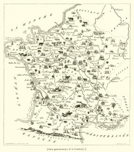 Gastronomische Karte von Frankreich (Gravur) von French School