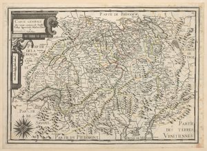 Carte generale des treze cantons de Suisse, Vallay, Ligues, Grise, Maison-Dieu, et Valteline