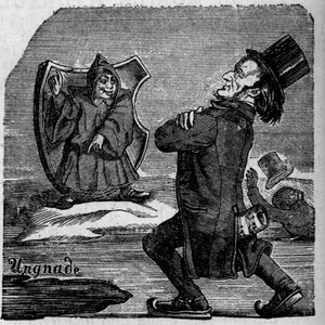 Karikatur des deutschen Komponisten Richard Wagner (1813-1883)