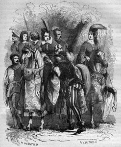Fall des Turms von Nesle: Prinzessin Margarete von Burgund (1290-1315) und ihre beiden Schwestern (Jeanne und Blanche) wegen Ehebruchs angeklagt. Gravur in „Geschichte der Prostitution und Ausschweifung bei allen Völkern der Welt von der Antike bis zur Geg von French School