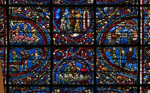 Kathedrale von Chartres, Buntglas: Gleichnis vom verlorenen Sohn, Detail