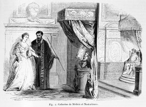 Catherine de Medici mit Nostradamus, aus Magasin Pittoresque, 1849 von French School