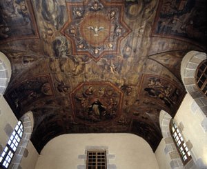 Decke des ehemaligen Dominikanerklosters (Krankenhaus) (1664). Gemälde aus dem 17. Jahrhundert. Dinan, Cotes-d