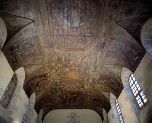 Decke des ehemaligen Dominikanerklosters (Krankenhaus) (1664). Gemälde des 17. Jahrhunderts. Dinan, Cotes-d