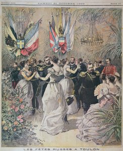 Feierlichkeiten zu Ehren des Besuchs der russischen Flotte in Toulon, Titelblatt von Le Petit Journal, 21. Oktober 1893 von French School