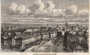Champagne-Ardenne, Marne (51), Châlons-sur-Marne (heute Châlons-en-Champagne) - Gravur in „France Illustrée: Geographie, Geschichte, Verwaltung, Statistik“ von V.A. Malt-Brown. 1884