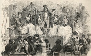 Champs-Elysees - Sänger vor dem Café Morel - Gravur in "Tableau-de-Paris" von Edmond Texier 1852 von French School