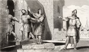 Karl III. (879-929) der Einfältige, gefangen genommen von einem seiner Soldaten, aus 