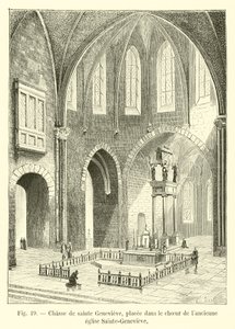 Schrein der heiligen Geneviève, im Chor der alten Kirche Sainte-Geneviève platziert von French School