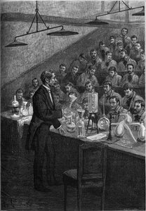 Chemieunterricht an der Ecole Centrale de Paris. Gravur in „Le journal de la jeunesse“ 1887