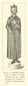 Childebert, Gründer der Abtei Saint-Germain des Prés, Statue aus der Abtei, aufbewahrt im Louvre von French School