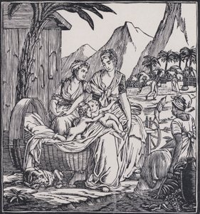 Kindheit von Paul und Virginie, Szene aus dem Roman Paul et Virginie des französischen Autors Jacques-Henri Bernardin de Saint-Pierre von French School