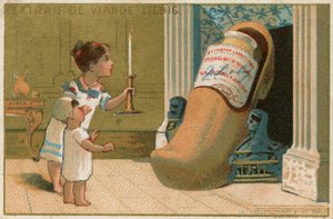 Kinder untersuchen Schuh mit Liebig-Extrakt