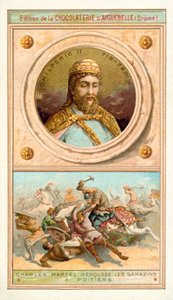 Chilperich II. und Karl Martell besiegen die Mauren bei Poitiers, 732 von French School