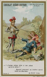Chocolat Guerin-Boutron Handelskarte, Serie Historische Worte von French School