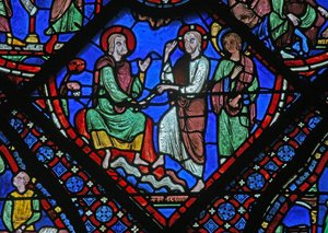 Christus gibt St. Jakobus seinen Stab der Autorität von French School