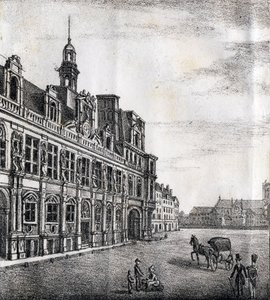 Rathaus - „Alphabet Picturesque des Monumens de Paris“ um 1840 (Gravur) von French School