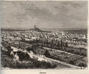 Clamecy - Nievre - Burgund - Gravur in „La France illustree: Geographie, Geschichte, statistische Verwaltung“ von V.A. Malt-Brown. 1884 von French School