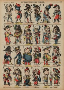 Komisches Militäralphabet (Farbstich) von French School