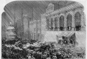 Konstantinopel, 23. Dezember 1876: Verkündung der osmanischen Verfassung im Hof der Hohen Pforte. Gravur in „Le Monde Illustré“ Nr. 1031 vom 13. Januar