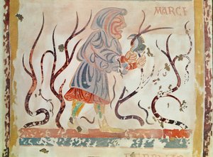 Kopie eines mittelalterlichen Originals, das den März darstellt, aus den Monatsarbeiten, aus der Chapelle de Pritz, Laval