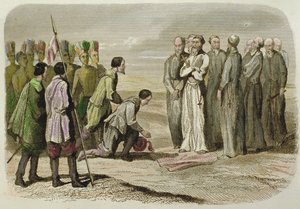 Cortes zu Füßen von Martin de Valencia