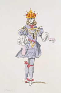 Kostümentwurf für Geometrie in einem höfischen Ballett des 17. Jahrhunderts, aus der Menus Plaisirs Sammlung, Faksimile von A. Guillaumot Fils (Farbstich) von French School
