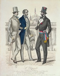 Kostüm des Deputierten, mit der alten Nationalversammlung im Hintergrund, 1848