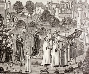 Graf Renier trägt den Körper der Heiligen Veronika zur St. Waudru Kirche in Mons, aus 