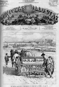 Ländliche Arbeit: Gerstensaat in der Sarthe. Eine Zeitung. Gravur in „Le Monde Illustré“, 13. März