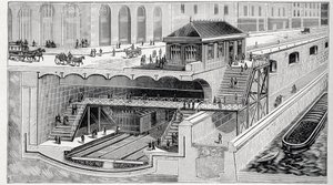 Schnitt der Station Saint Michel in Paris in „La nature“ 1899